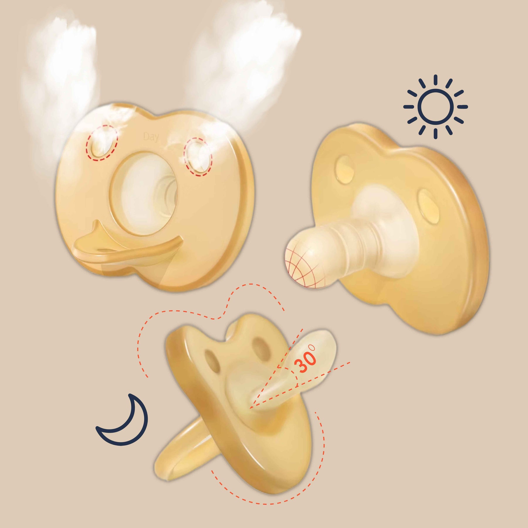Genius Vintage Pacifier Set ‘’Day&Night''